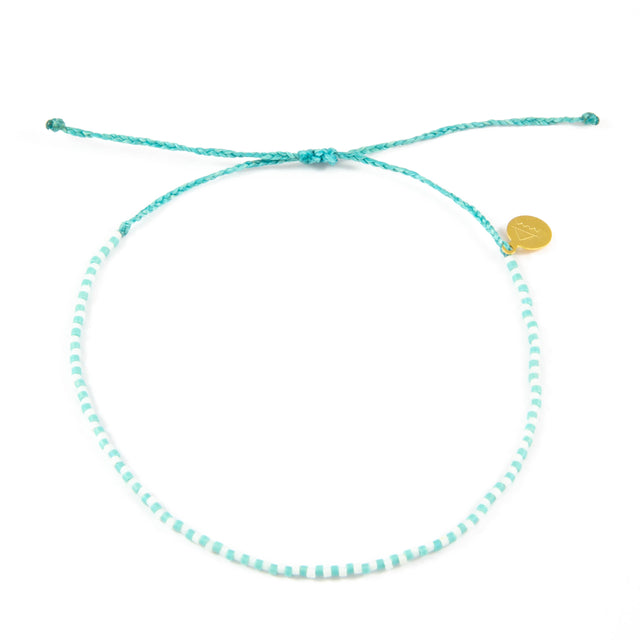 Teal & White Alternating Beaded Anklet