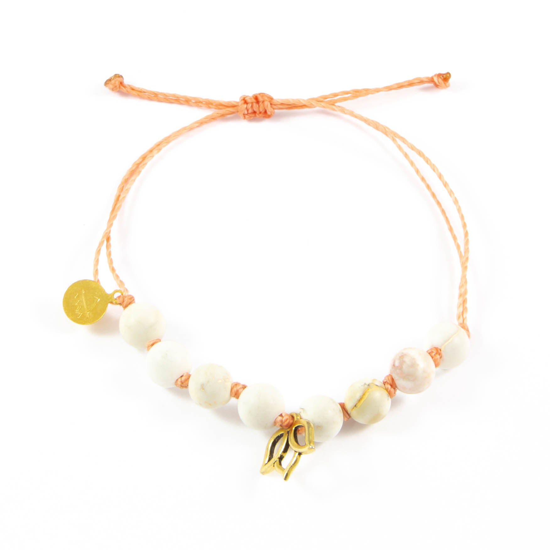 Coral & White Turquoise Lotus Flower Bracelet