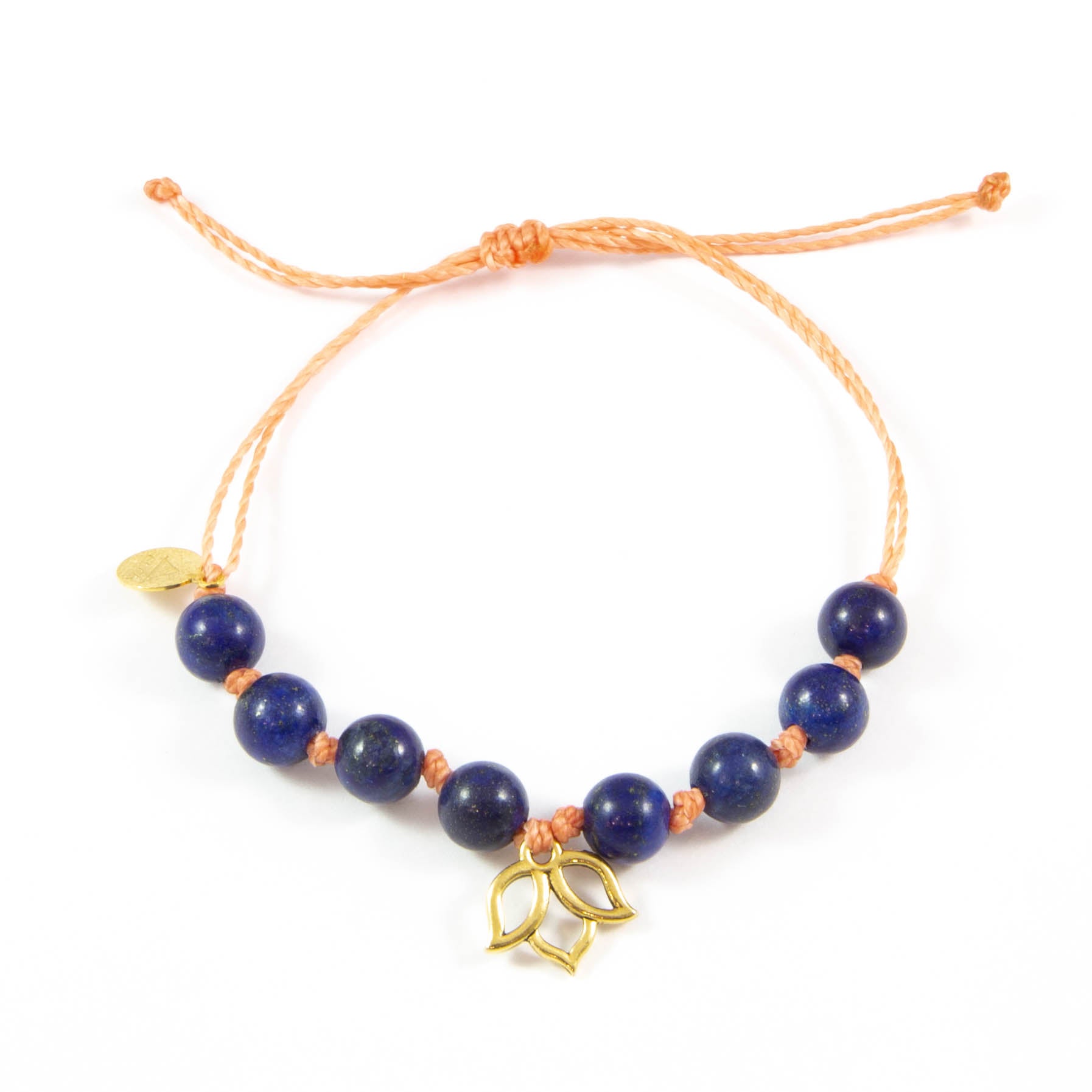 Coral & Blue Lapis Lotus Flower Bracelet