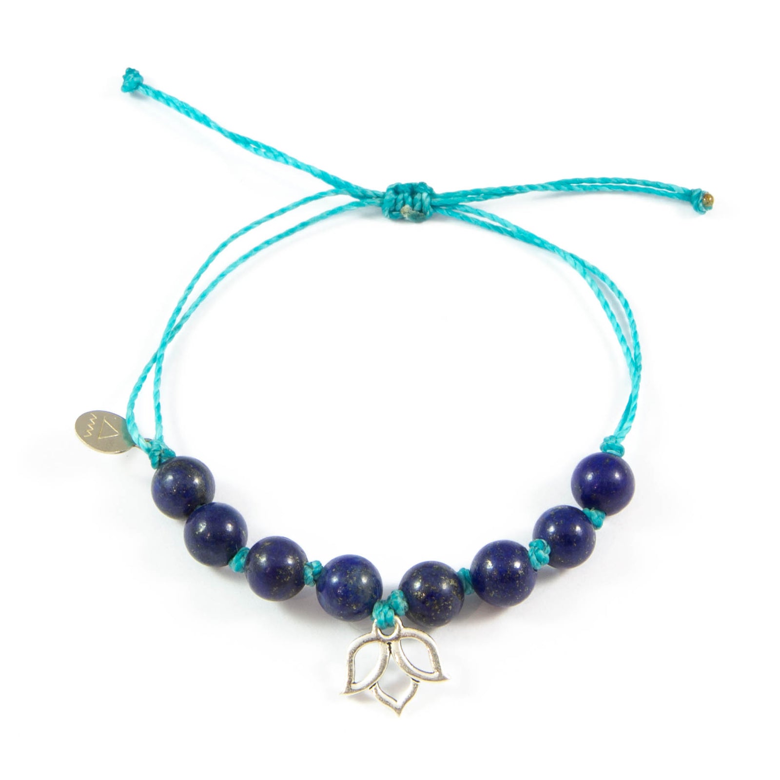 Teal & Blue Lapis Lotus Flower Bracelet in Silver