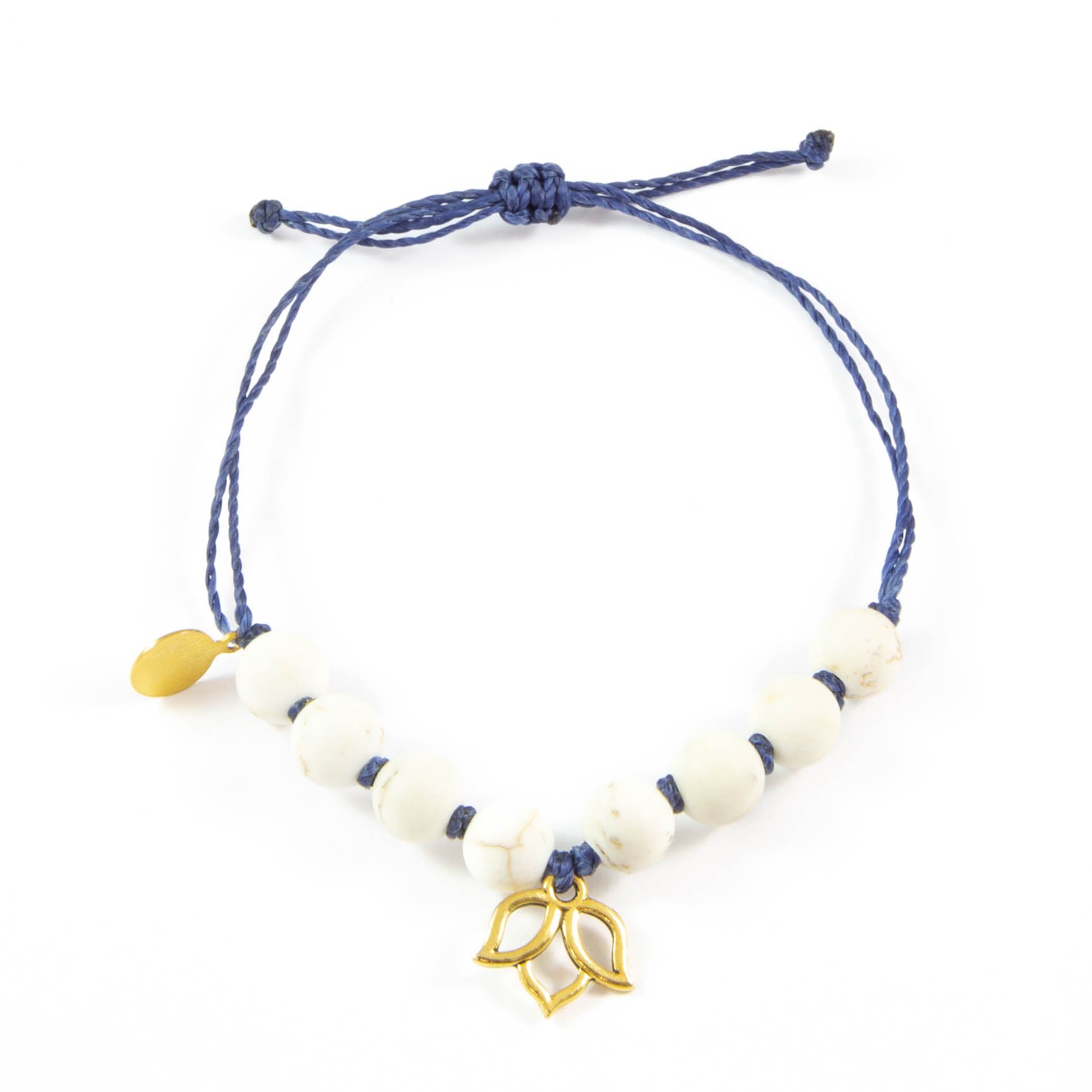 Navy & White Turquoise Lotus Flower Bracelet