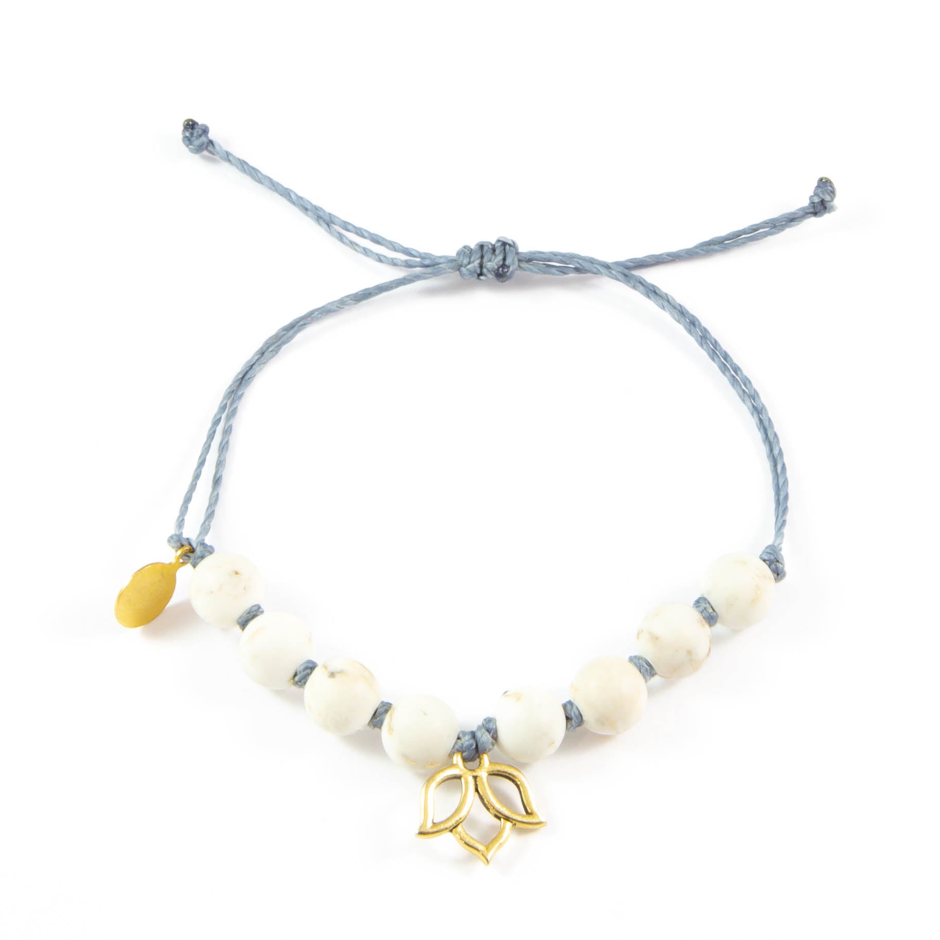 Denim & White Turquoise Lotus Flower Bracelet
