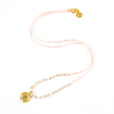 Coral w/ White Turquoise Stone Om Charm Necklace