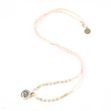 Coral  w/ White Turquoise Stone Tree Charm Necklace in Silver