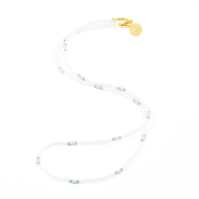 Teal & Coral Two Tone Dot Necklace