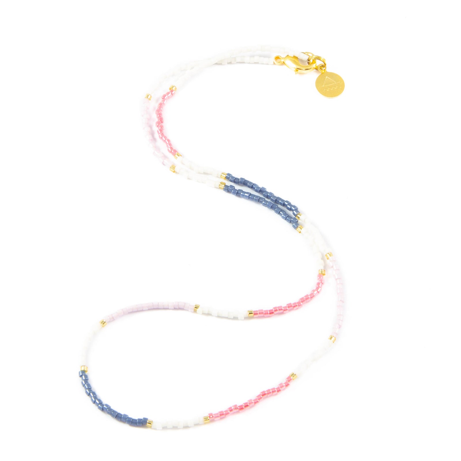 Pearl Deep Blue, Coral, Smoothie Color Block Wanderlust Necklace