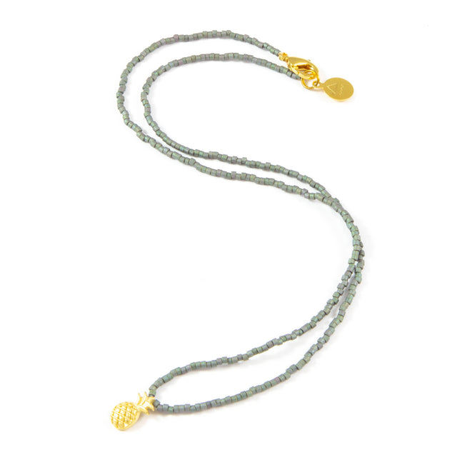 Denim Pineapple Tiny Charm Necklace