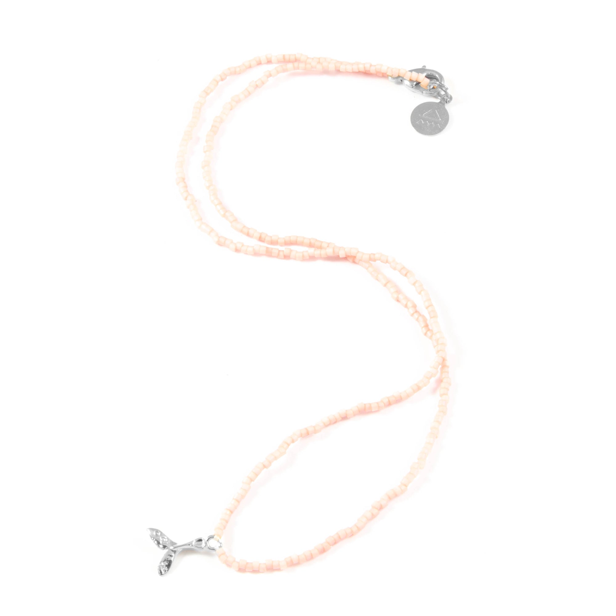 Coral Mermaid Tail Tiny Charm Necklace in Silver