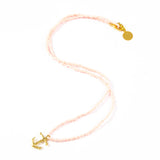 Coral Anchor Tiny Charm Necklace
