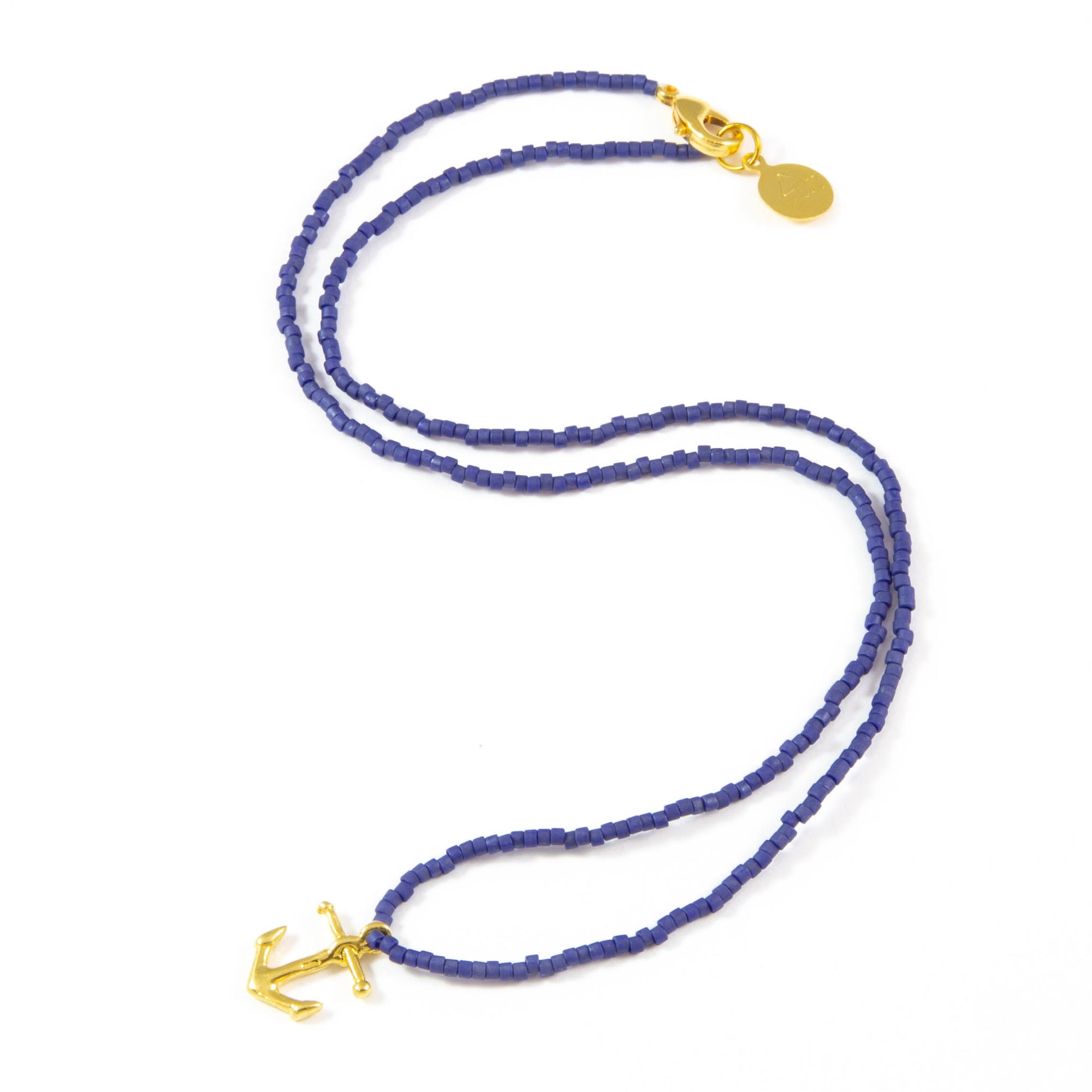 Navy Anchor Tiny Charm Necklace