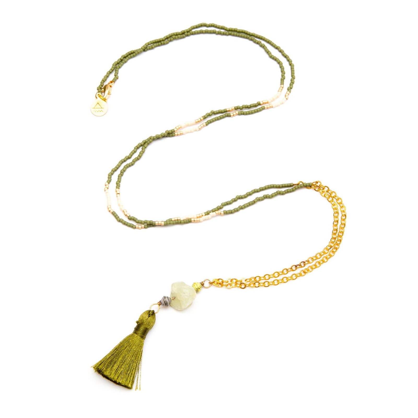 Olive Green Boho Tassel Necklace