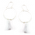 White Hoop Tassel Earrings in Silver