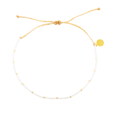 White with Gold Beads Anklet on White