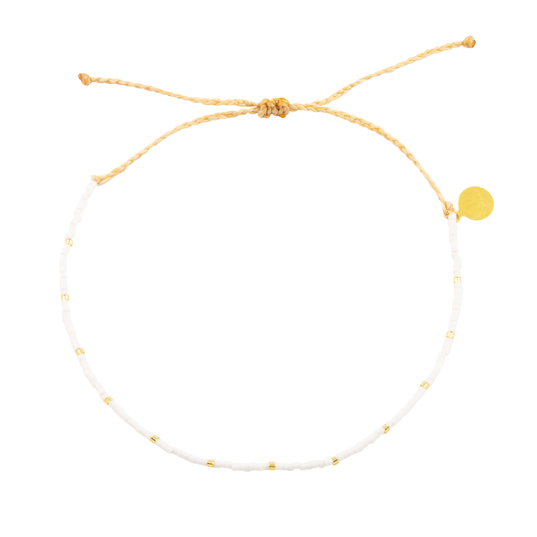White with Gold Beads Anklet on White