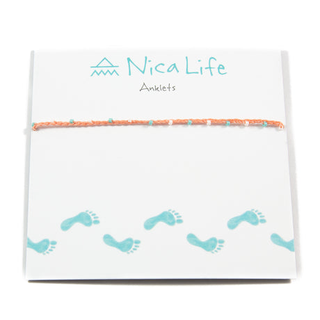 Coral Barely Beaded Anklet